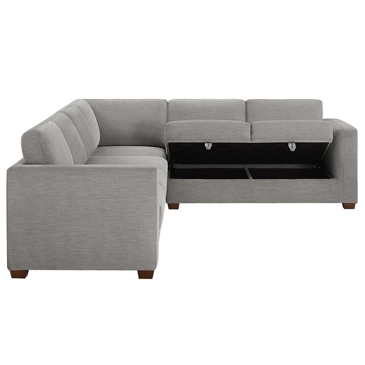 Thomasville 3 Piece Fabric Convertible Sectional With Storage Seat