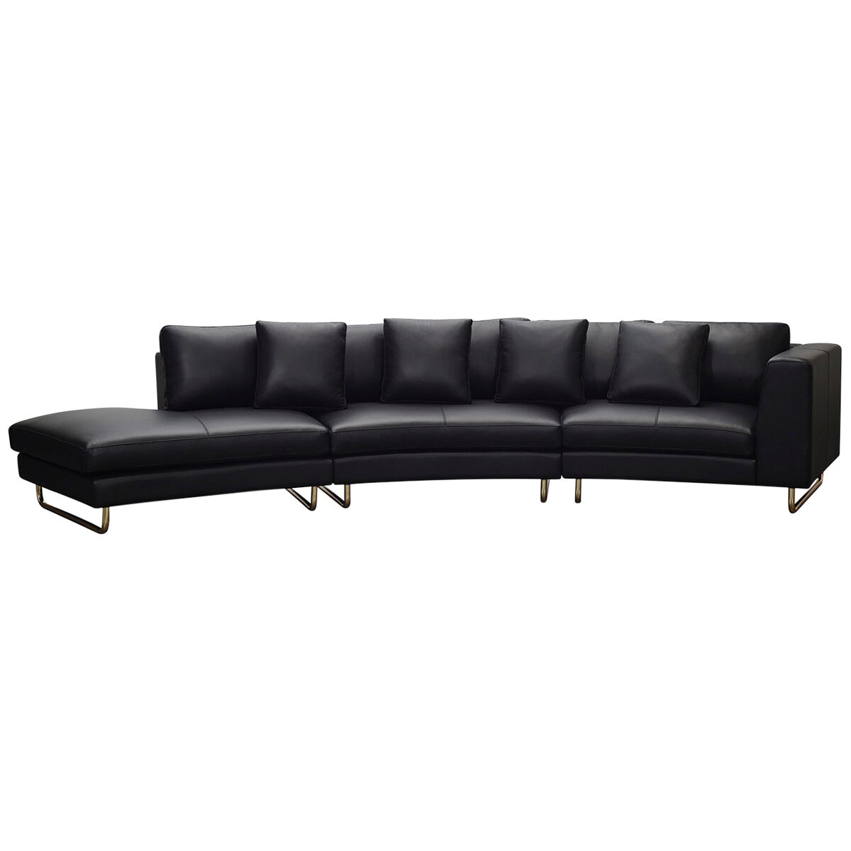 Moran Arcadia Extended Leather Chaise Sofa Onyx