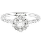 14KT White Gold 0.50ctw Round Diamond Milgrain Ring