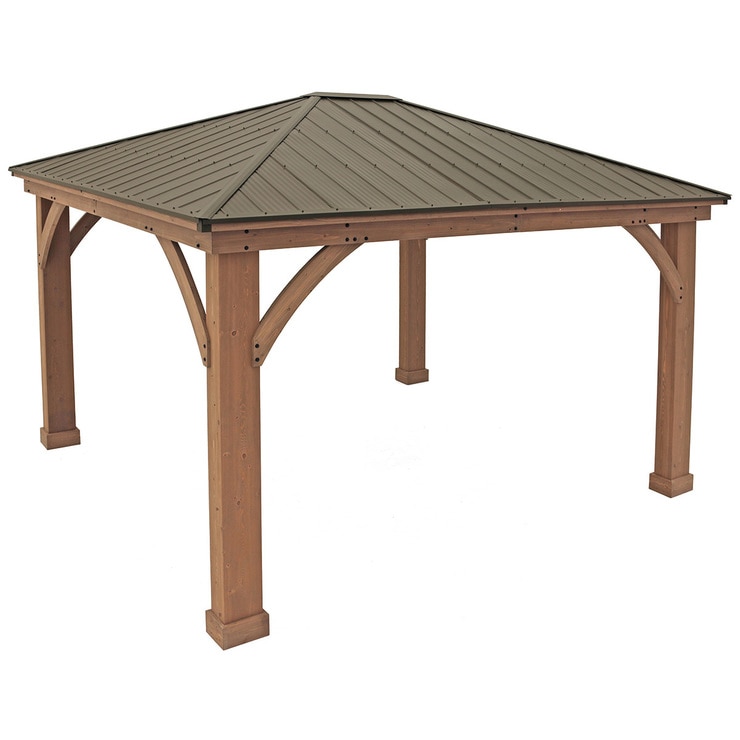 Yardistry 4.3 x 3.7m Wood Gazebo with Aluminium Roof Costco Australia