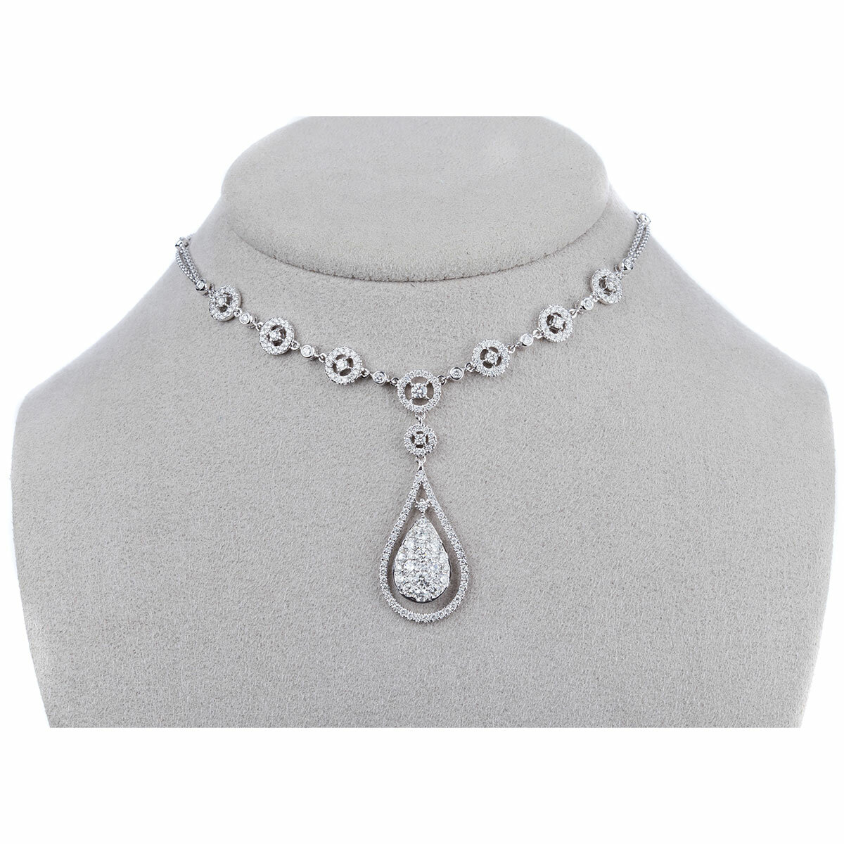 18KT White Gold 2.75ctw Diamond Teardrop Necklace