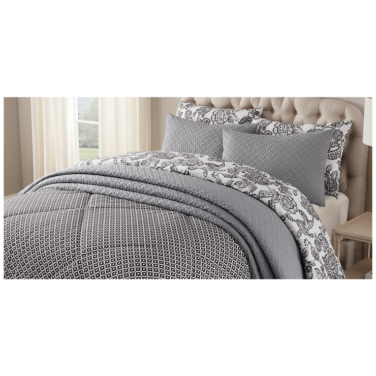Style Decor Queen Comforter Set 6pc Dark Grey Costco Australia