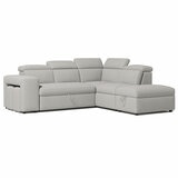 Valencia Finn Fabric Sectional Lounge Bed Right Storage Ottoman Light Grey Valencia Finn Fabric Sectional Lounge Bed Right Storage Ottoman Light Grey