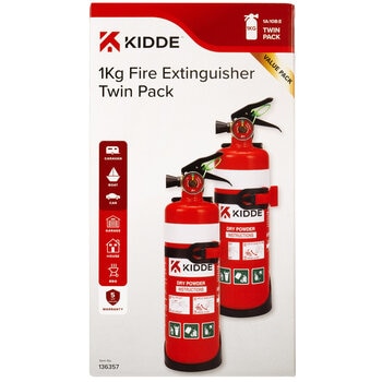 Kidde Twin Pack 1kg Extinguisher (1A:10B:E)