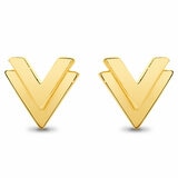 24KT Yellow Gold V Shaped Stud Earrings