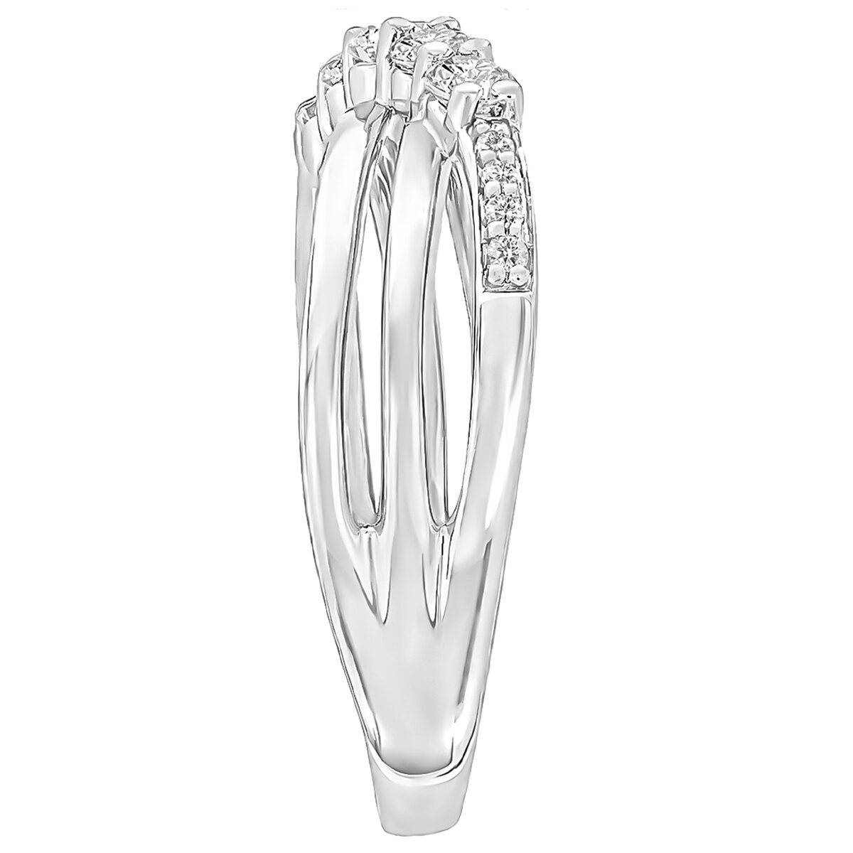 18KT White Gold 0.50ctw Round Diamond Wave Ring