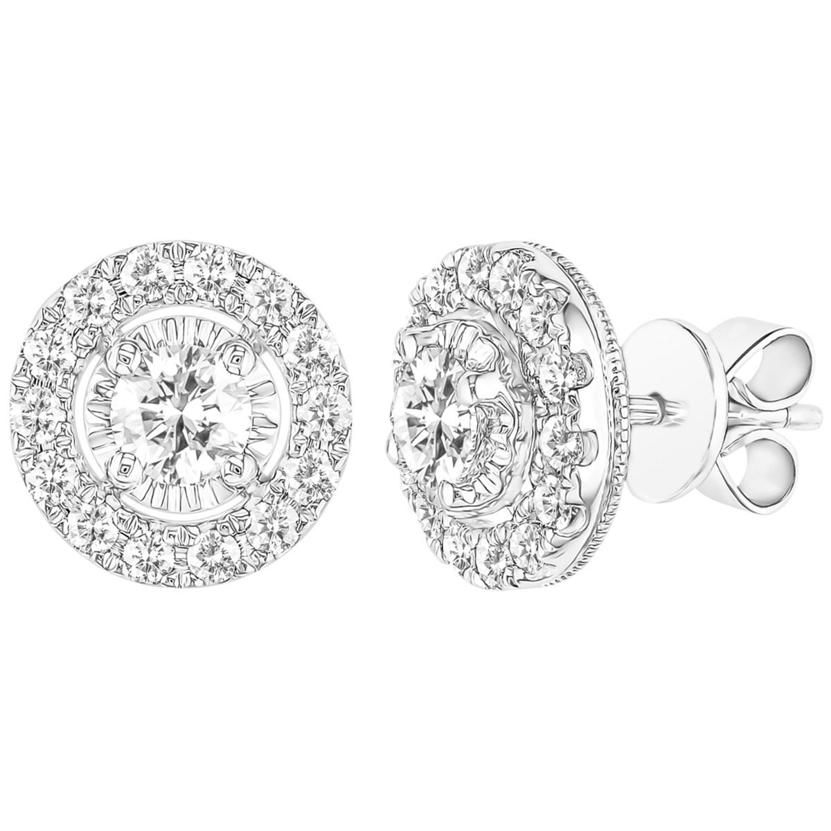 18KT White Gold 1.00ctw Round Brilliant Diamond Earrings