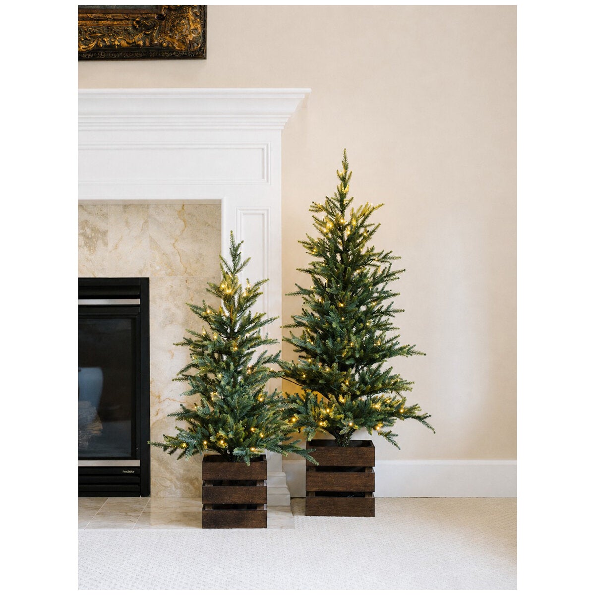 CGH Pine Trees with LED Twinkle Lights 2 Piece Set