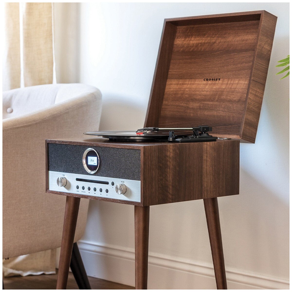 Crosley Nash 7-in-1 Vinyl Record Player Walnut