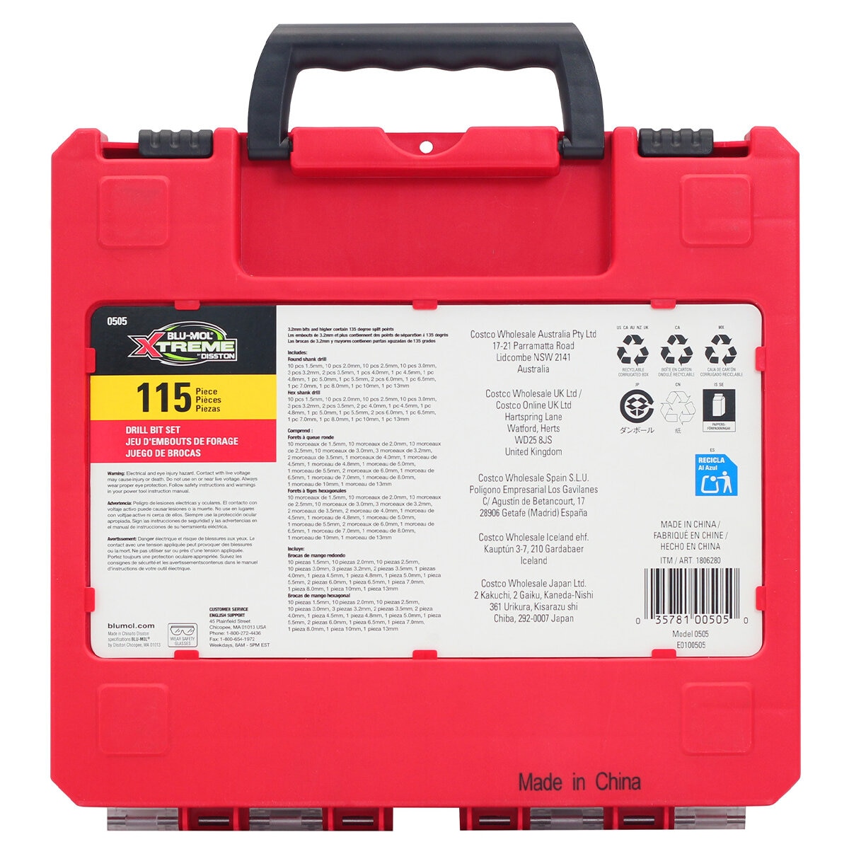 Blu Mol Xtreme 115 Pieces Drill Bit Set Hex And Round