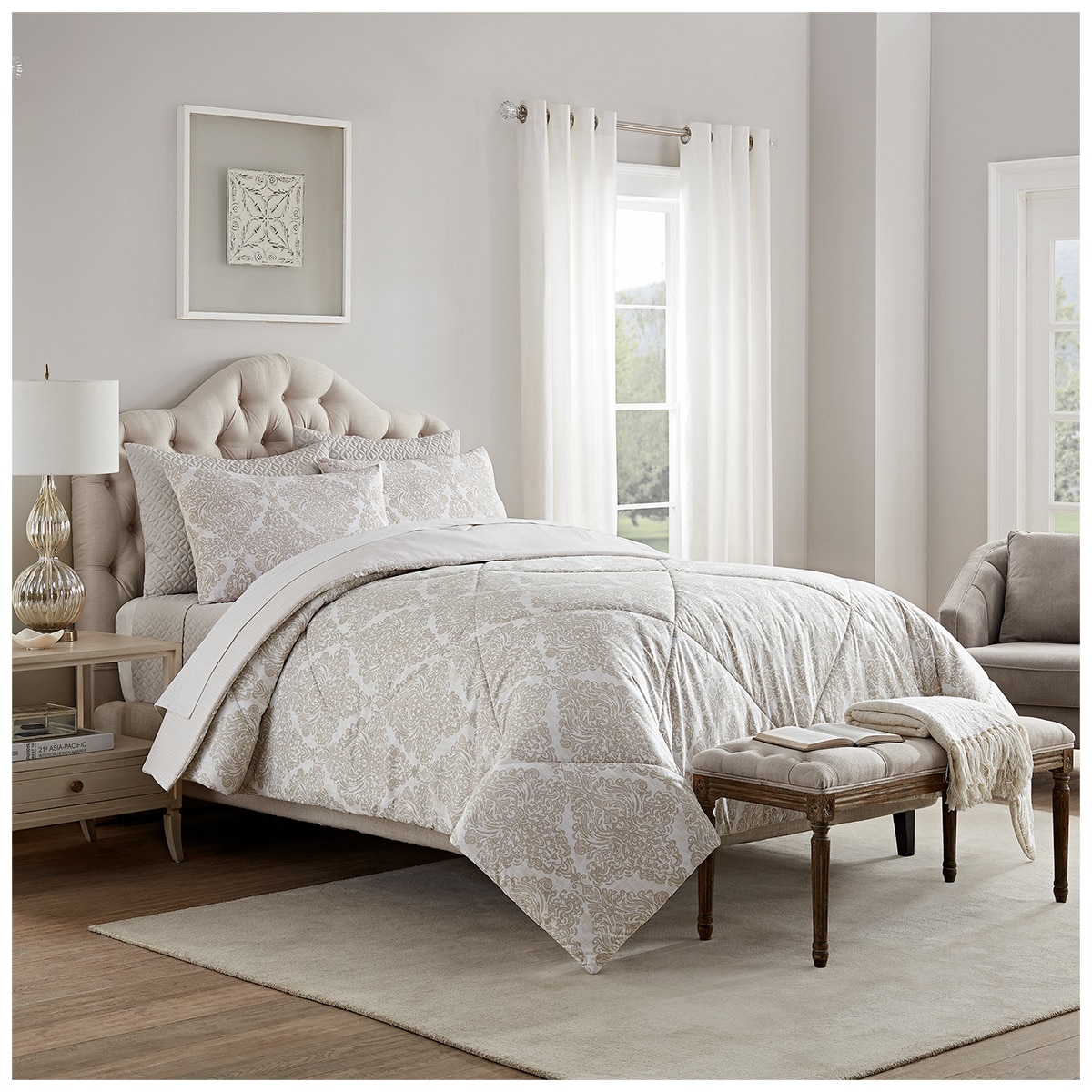 Style Decor Queen Comforter Set 6pc Beige Costco Australia