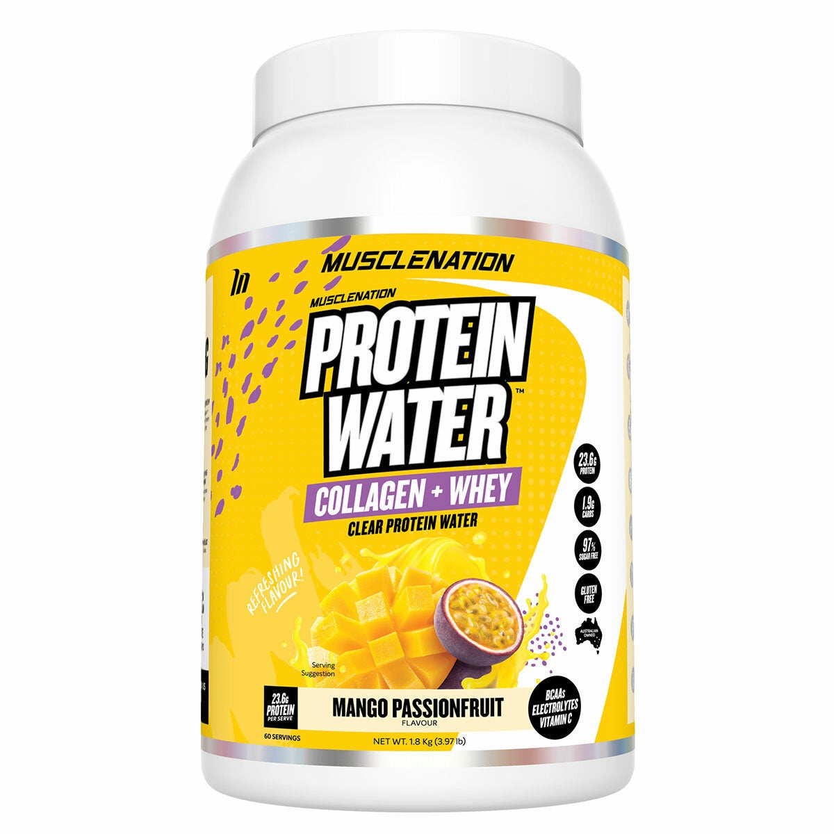 Muscle Nation Protein Water 1.8KG Mango Passionfruit Muscle Nation Protein Water 1.8KG Mango Passionfruit