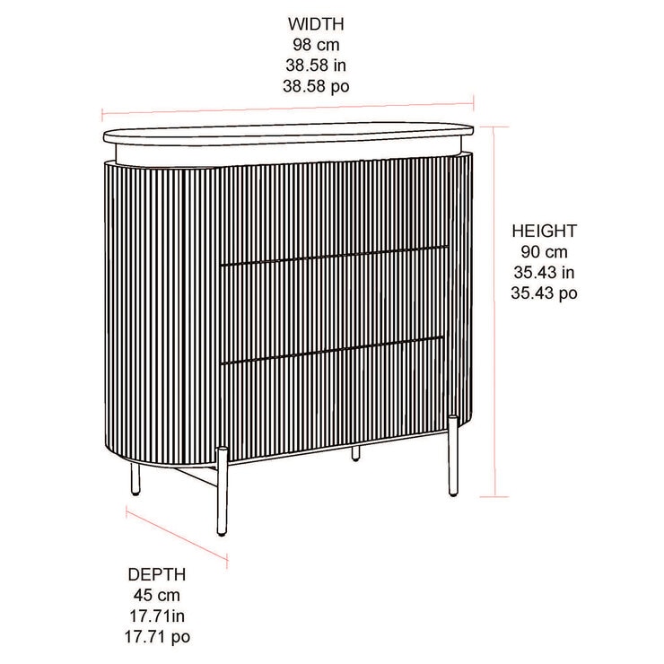 CAFE LIGHTING & LIVING Demarco 3 Drawer Chest Black