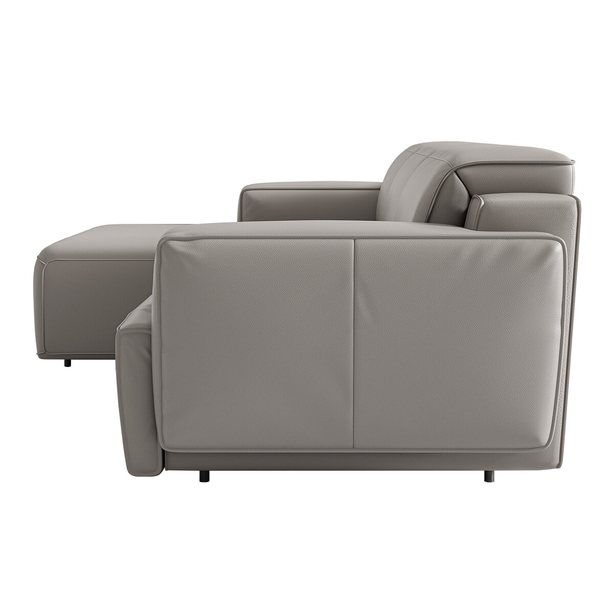 Valencia Valentina Leather Recliner Sectional Lounge With Left Chaise Light Grey