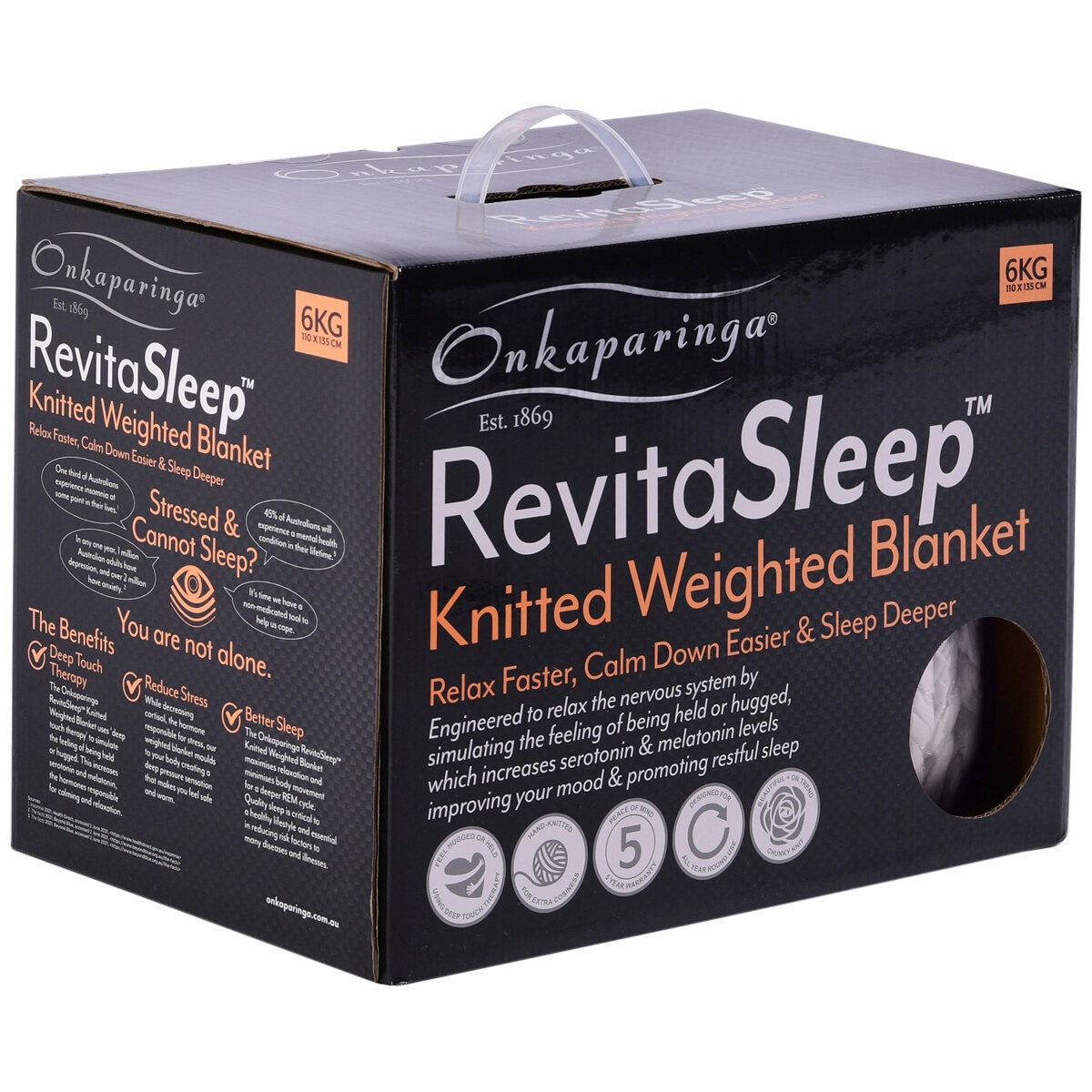 Onkaparinga Knitted Weighted Blanket 6 kg Grey