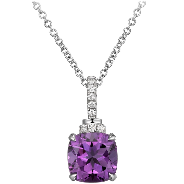18KT White Gold Amethyst and Diamond Pendant Costco Australia