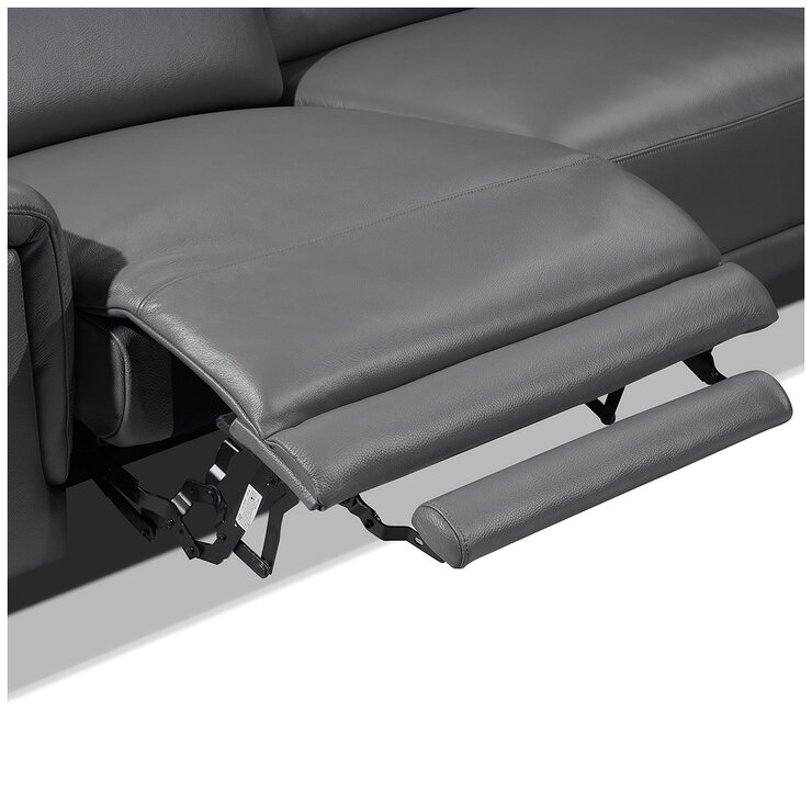 Valencia Pista Leather Reclining Sectional Lounge Right Chaise Grey