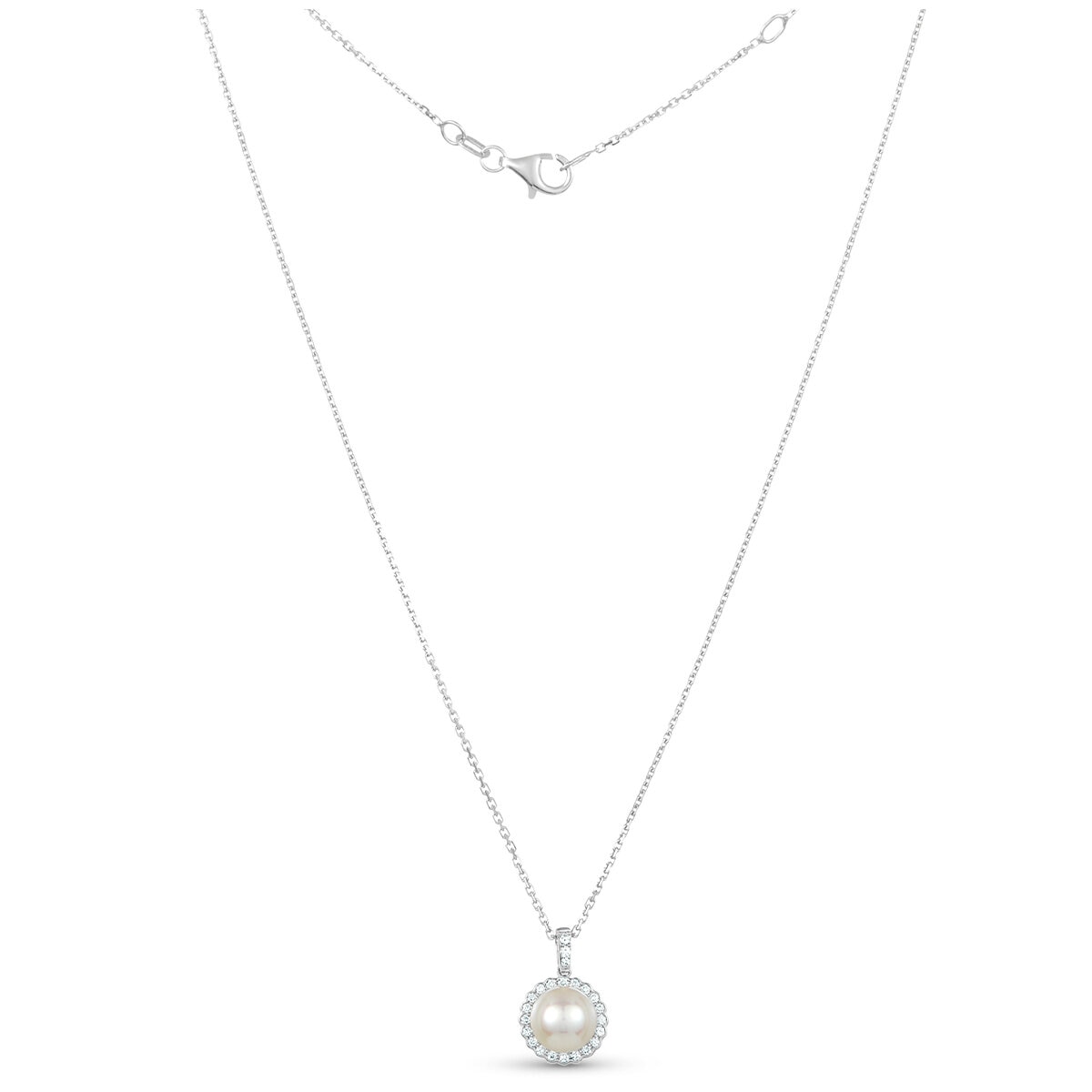 18KT WG 0.15CTW Diamond Pearl Pendant