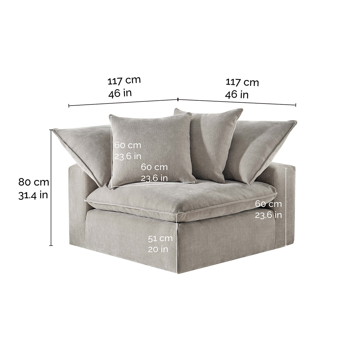 Aiden & Ivy Corner Sofa With 2 Pillows Of The Sereen Sectional