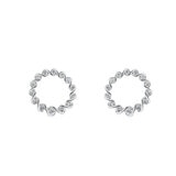 18KT White Gold 0.19CTW Round Diamond Circle Ribbon Earrings/