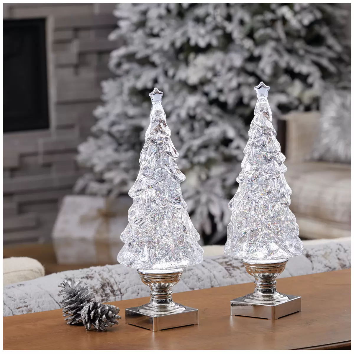 Lighted Glitter Tree Lamps 2 Piece