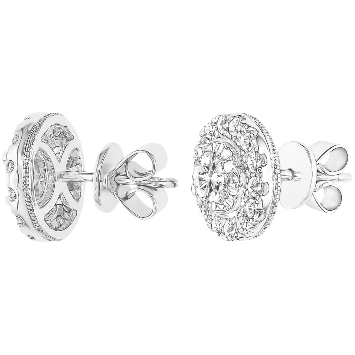 18KT White Gold 1.00ctw Round Brilliant Diamond Earrings
