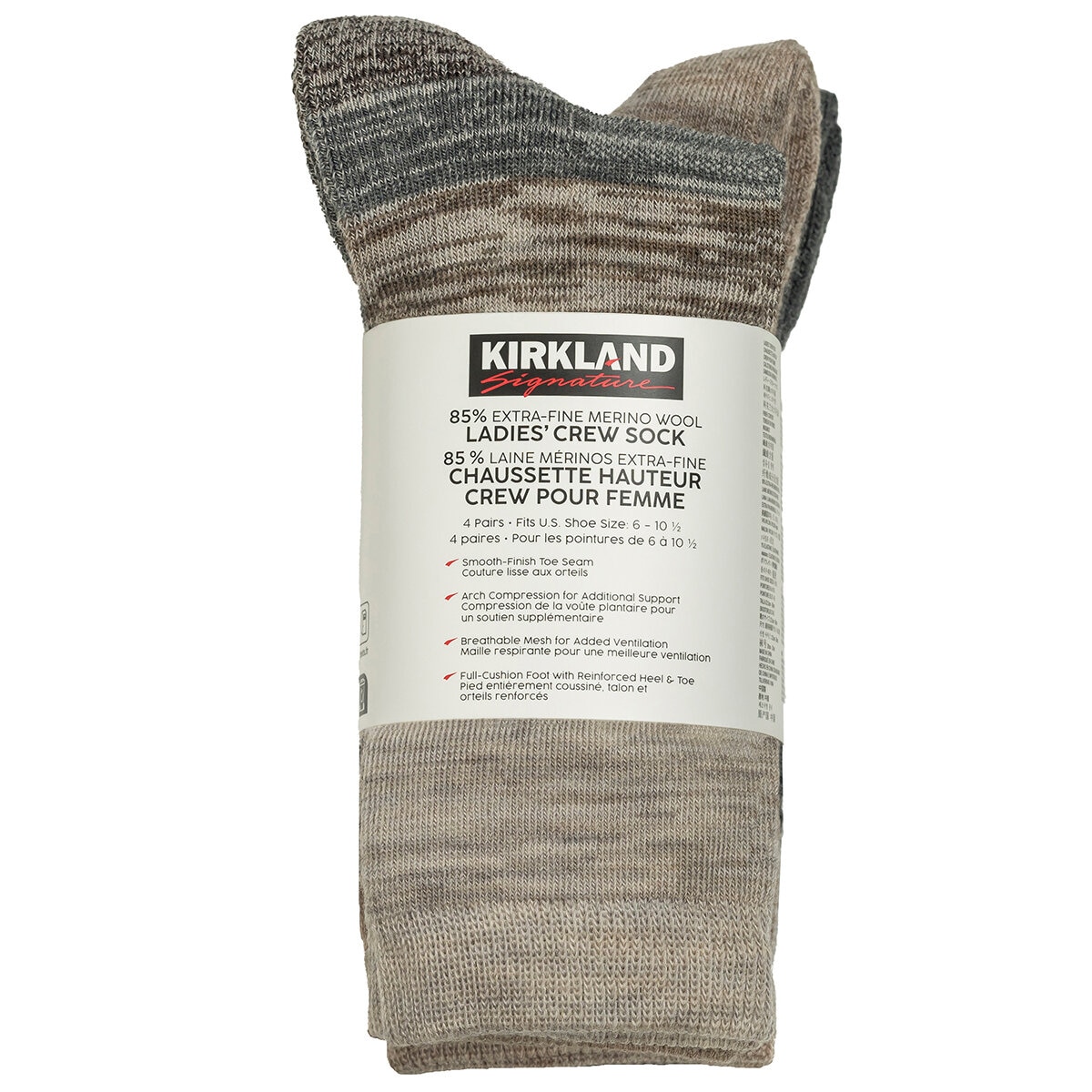 Kirkland Signature Women's Wool Sock 4 Pack Neutral