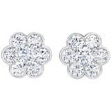 18KT White Gold 1.30ctw Round Brilliant Cut Diamond Flower Earrings
