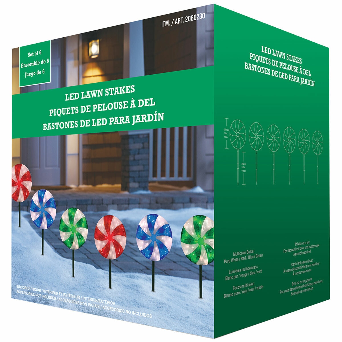 Peppermint LED Lawn Stakes 25.4cm Set Of 6