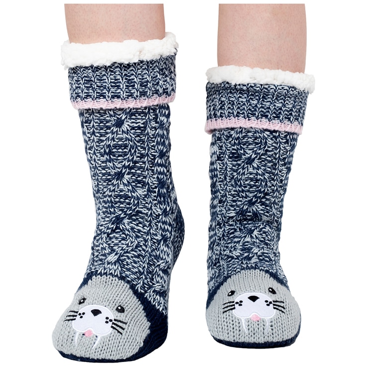 Jane & Bleecker Lined Critter Slipper Socks 2pk Costco Australia