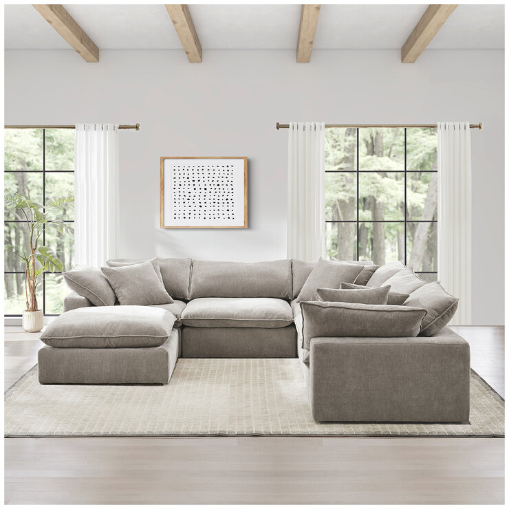 Aiden & Ivy 6 Piece Fabric Modular Sectional