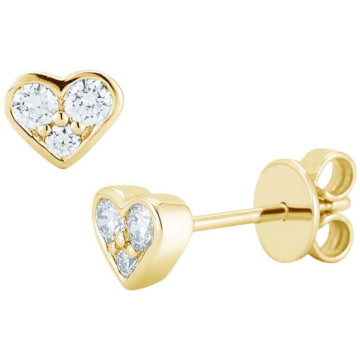 18KT Yellow Gold 0.24CTW Diamond Heart Earrings/