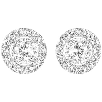 18KT White Gold 1.00ctw Round Brilliant Diamond Earrings