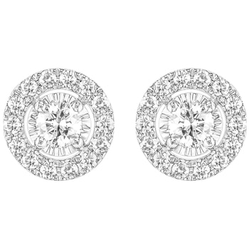 18KT White Gold 1.00ctw Round Brilliant Diamond Earrings