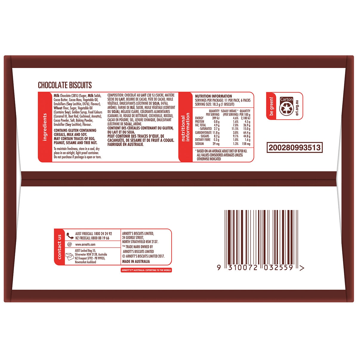 Arnott's Tim Tam 6 x 200g