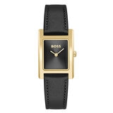 BOSS Lucy Black Leather Black Dial Women's Watch