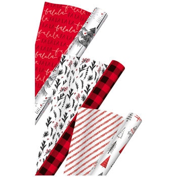 Kirkland Signature Red And Black Double Sided Gift Wrap 6 Pack