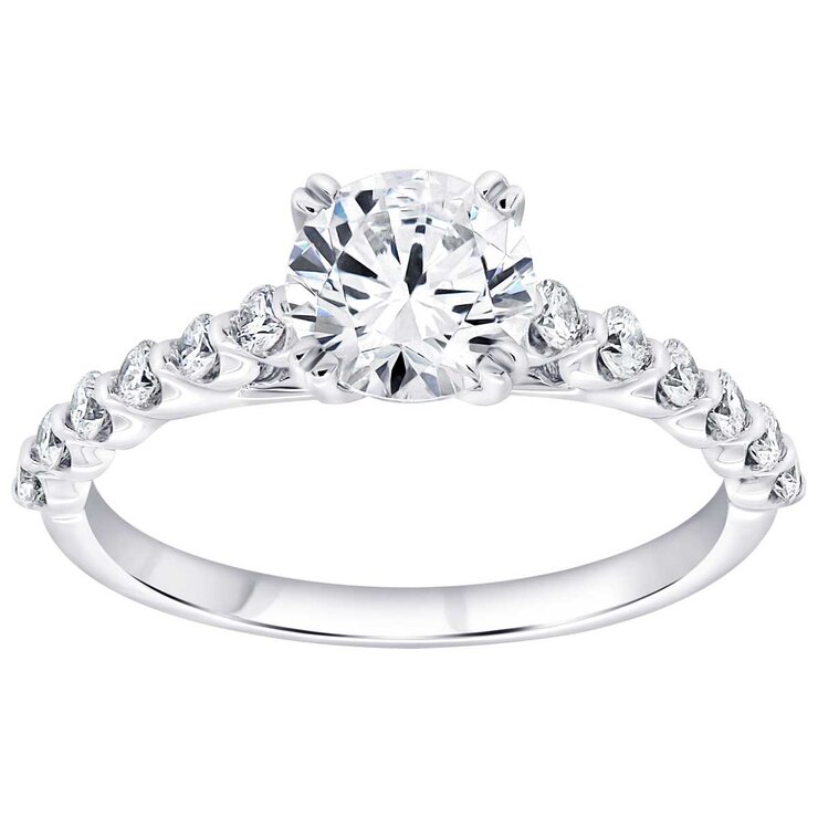 18KT White Gold 1.35ctw Diamond Bridal Ring With 1.00ct Centre Stone