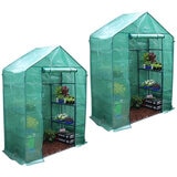 Greenlife Walk-in Greenhouse 2 Tier Twin Pack with PE Cover 195 x 143 x 73cm