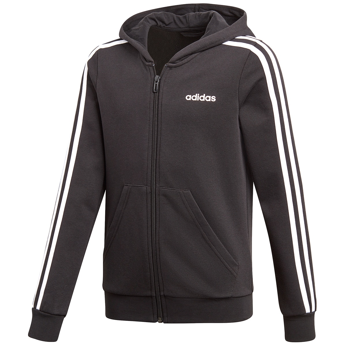 Adidas Girls' 3S Full Zip Hooded Jacket - Black/White