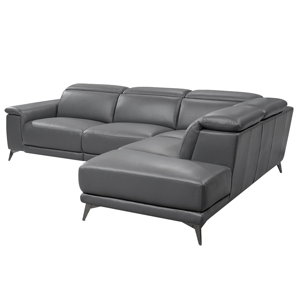 Valencia Pista Leather Reclining Sectional Lounge Right Chaise Grey Valencia Pista Leather Reclining Sectional Lounge Right Chaise Grey