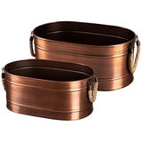 Farmhouse Galvanised Oval Bins 2 x Pack