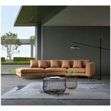 Moran Arcadia Extended Leather Chaise Sofa Caramel