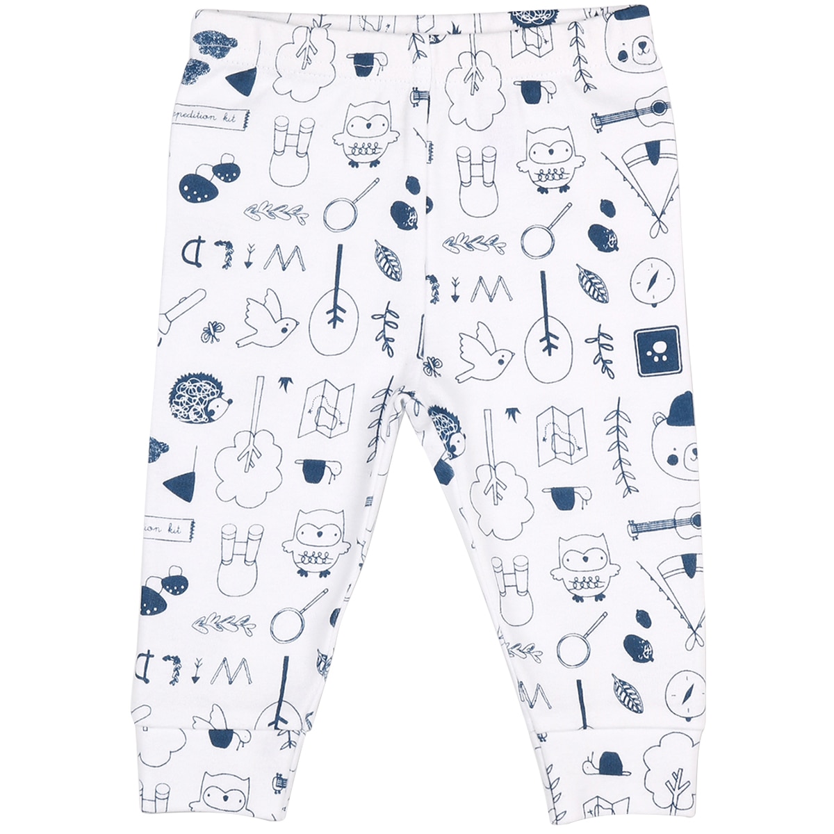 Peanut Shell 2pc Baby Set - Navy Hood/Print Pants