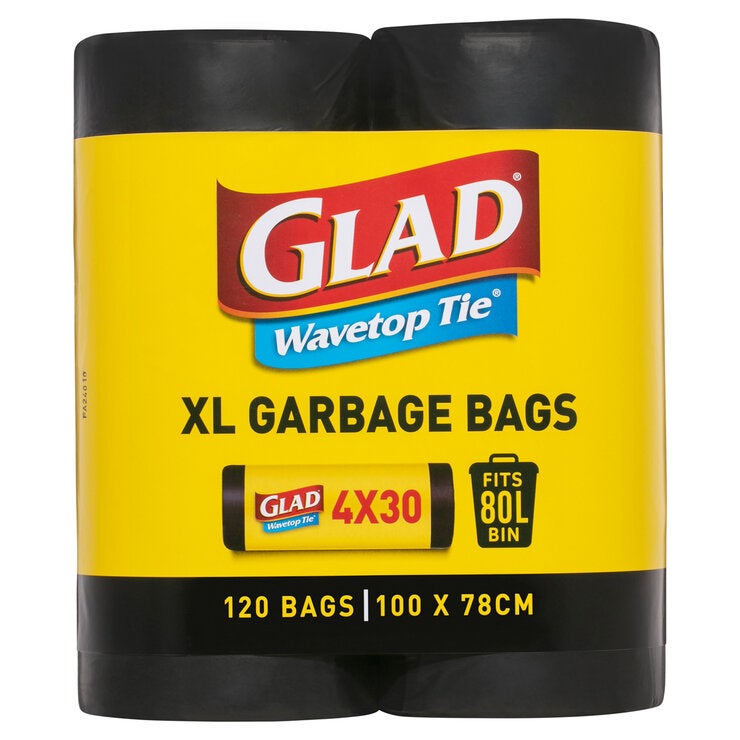 Glad Wavetop XL Garbage Bags 80L 120 Pack Glad Wavetop XL Garbage Bags 80L 120 Pack