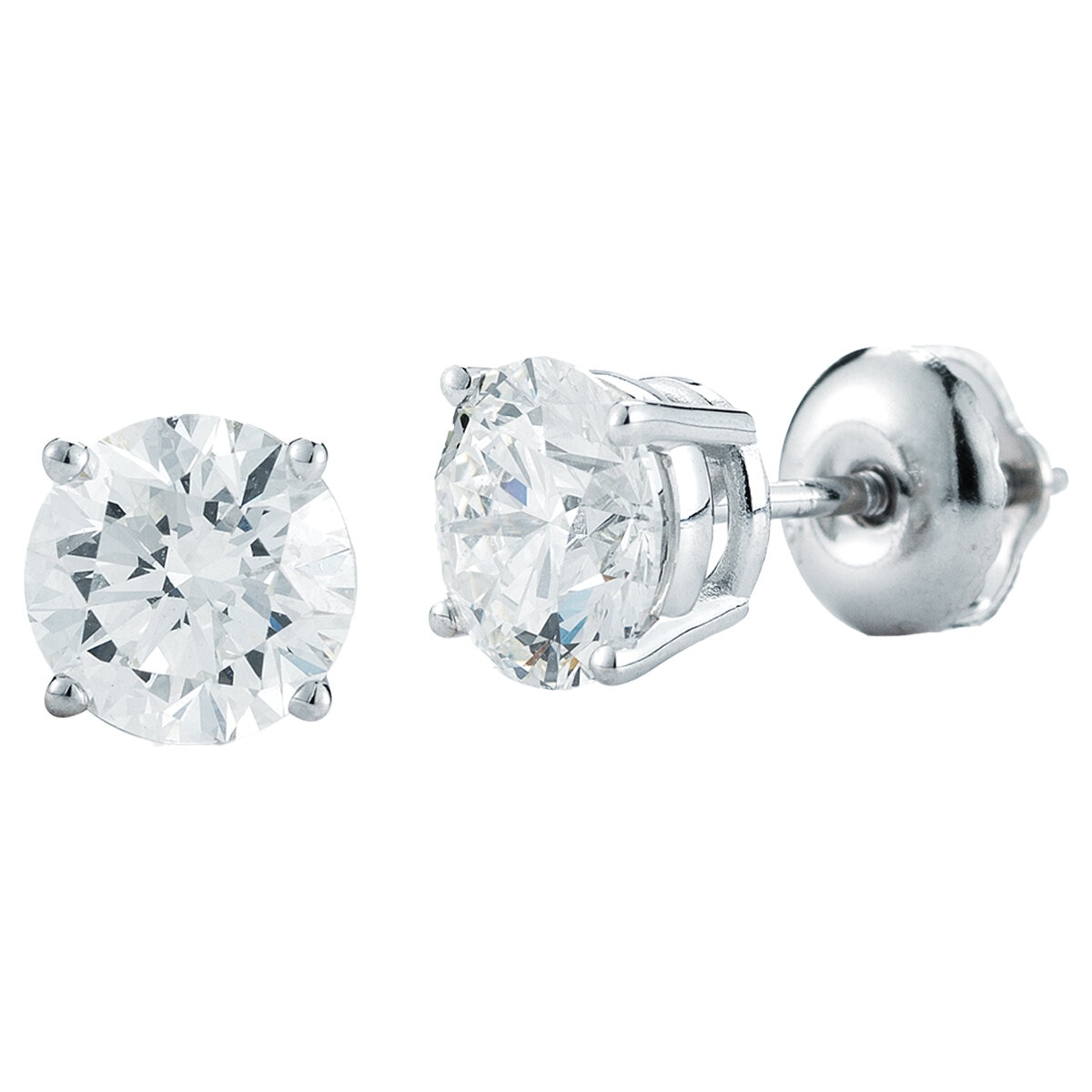 Platinum 1.50ctw Round Brilliant Cut Diamond Earrings