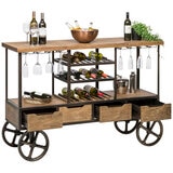 Wine Stash Wooden Bar Cart with Wine Storage