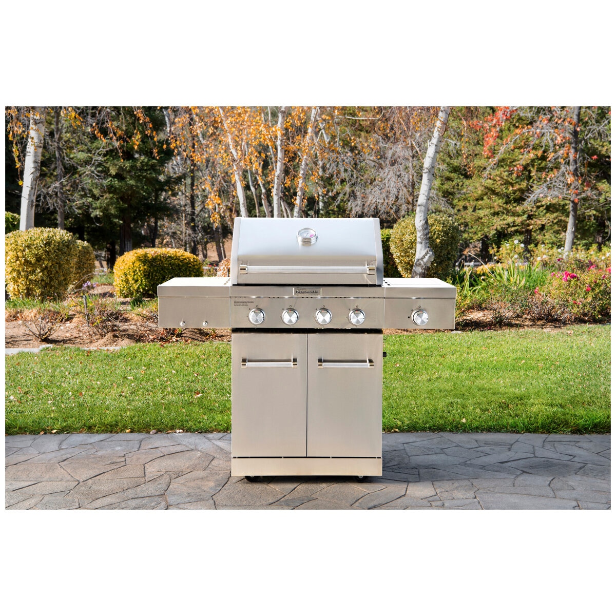 KitchenAid 4-Burner Stainless Steel Gas Grill with Searing Side Burner