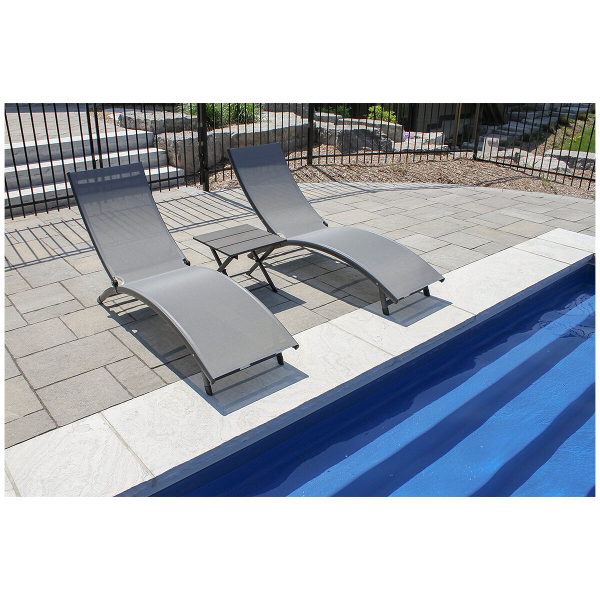 Vivere Chaise Lounges & Table Dark Grey
