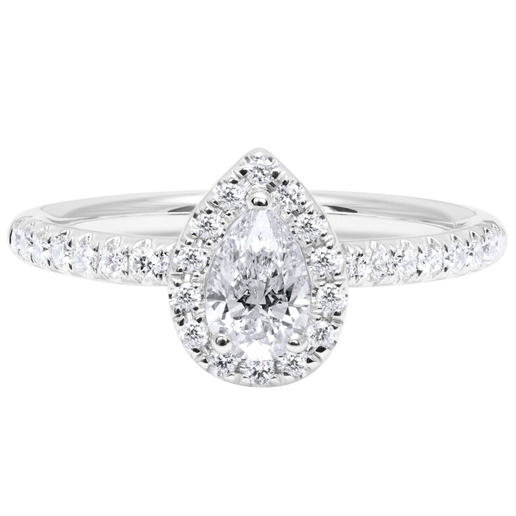 18KT White Gold 0.73ctw Diamond Pear Centre Halo Ring